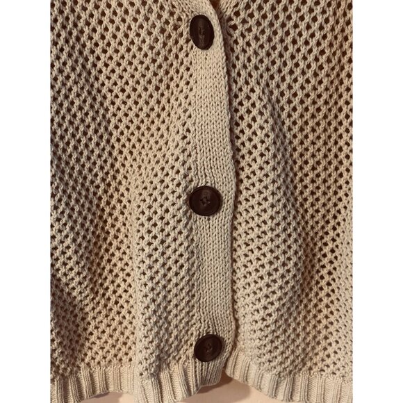 No Boundaries,Beige Crocheted Brown Button Down Sweater Cardigan 3XG (XXXL) (21) - Picture 6 of 17